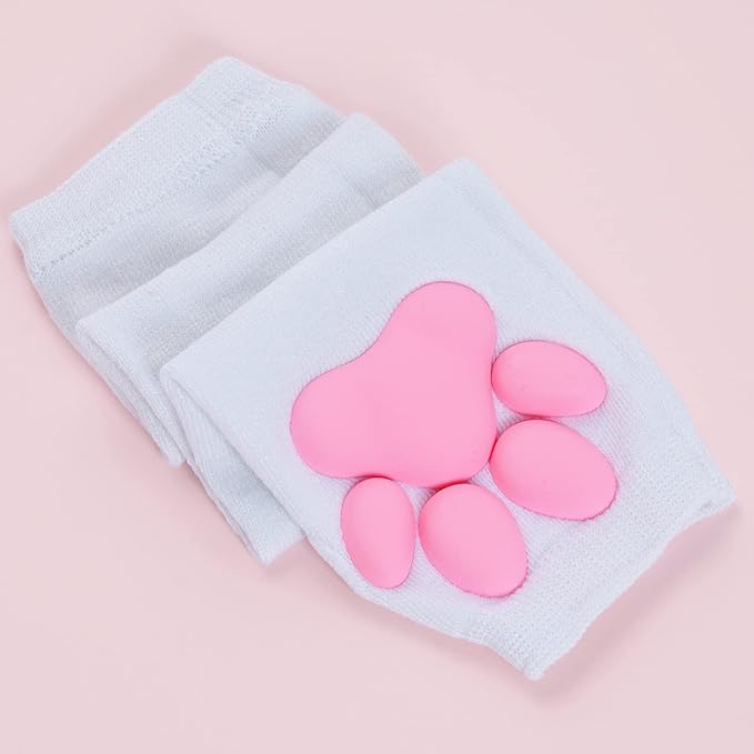 Nydotd Cat Paw Pad Mittens Gloves Kawaii Pink 3D Claw Fingerless Cute Cat Cosplay Gloves Sleeve for Girls Party