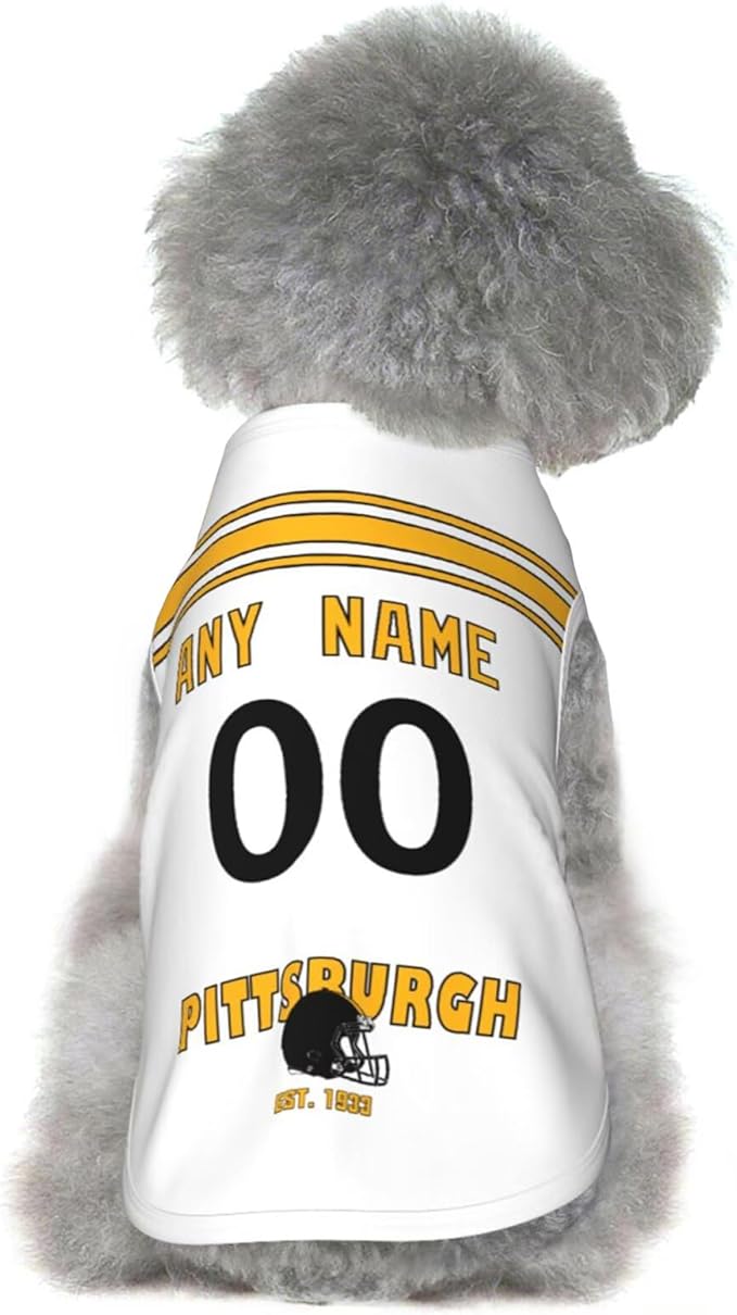 Pitsburgh Dog Clothes Jersey Pet Jersey Customized Any Name & Number S-5XL for Small Middle and Big Dogs