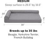 Furhaven Cooling Gel Dog Bed for Medium/Small Dogs w/ Removable Bolsters & Washable Cover, For Dogs Up to 35 lbs - Pinsonic Quilted Paw L Shaped Chaise - Titanium, Medium