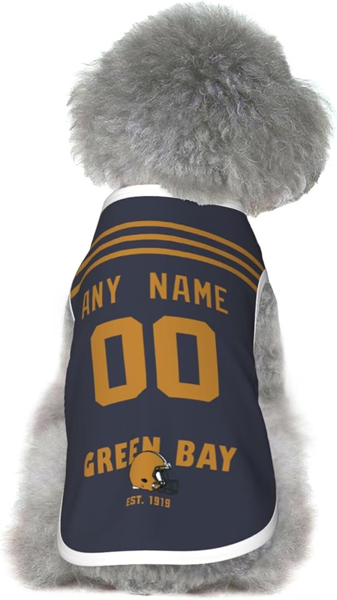 Green Bay Dog Clothes Jersey Pet Jersey Customized Any Name & Number S-5XL for Small Middle and Big Dogs