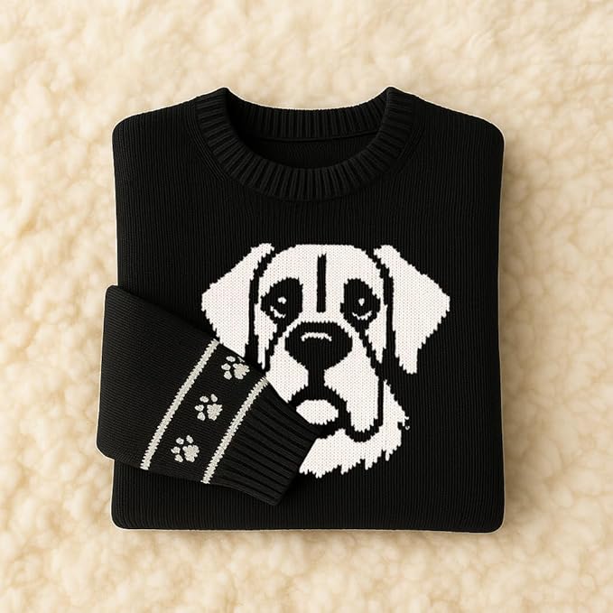 Custom Dog Knit Sweater for Women Personalized Pet Paw Print Pullover Dog Mom Gift Christmas for Pet Lovers