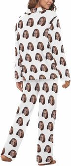 MyPupSocks Custom Face Pajamas for Women Set, Personalized Photo Long Sleepwear XS-XXL