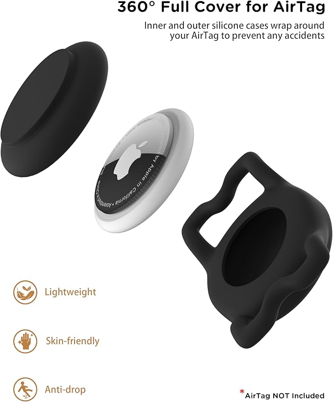 Airtag Holder for Dog Collar, Waterproof Air Tag Holder Durable Lightweigt Silicone Covered Apple Airtag Holders for Dog Cat Collar