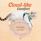 Dooradar Cat Harness and Leash Set, Escape Proof Safe Adjustable Kitten Vest Harnesses for Walking, Easy Control Soft Breathable Mesh Jacket with Reflective Strips for Cats, Light Blue, S