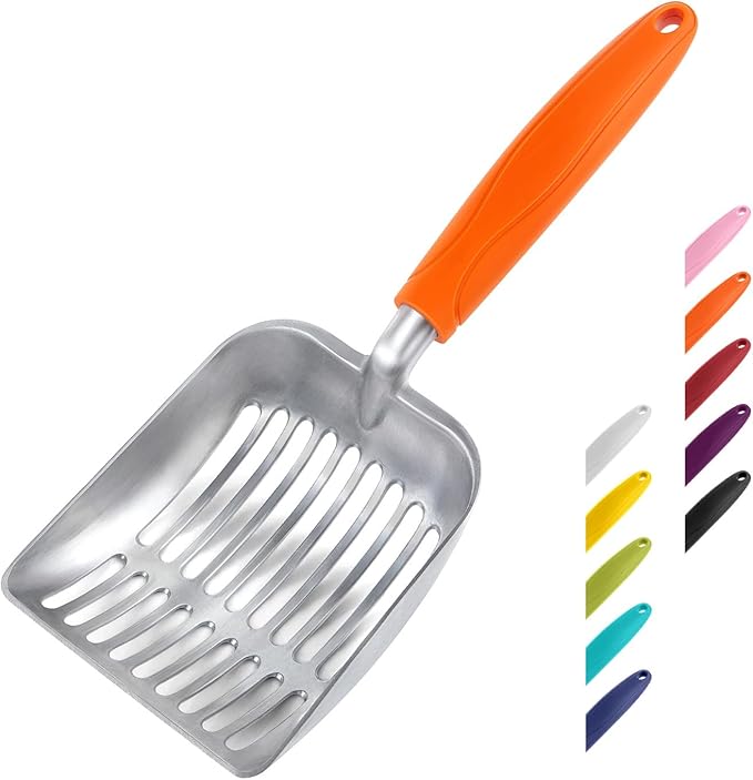 WePet Cat Litter Scoop, Aluminum Alloy Sifter, Kitty Metal Scooper, Deep Shovel, Long Handle, Poop Sifting, Kitten Pooper Lifter, Durable, Heavy Duty, for Litter Box