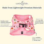Lucy & Co. Cutie Patootie Step-in Cat Harness & Leash Bundle – Reflective, Breathable & Adjustable Harness for Cats, Kittens & Small Dogs, Lightweight & Secure and Dual Leash Clips – Large