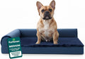 FurHaven Cooling Gel Dog Bed for Medium Dogs, L-Shaped Chaise with Cool Gel-Top Foam with a Solid Orthopedic Foam Base for Joint Support, Washable Cover, Medium, Plush & Velvet, Deep Sapphire