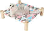 Patas Lague Cat and Dog Hammock Bed for Small Dogs, Brethable Wooden Cat Pet Rabbit Elevated Cooling Outdoor Bed Cots Furniture for All Seasons Triangles