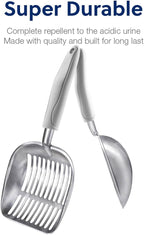 WePet Cat Litter Scoop, Aluminum Alloy Sifter, Kitty Metal Scooper, Deep Shovel, Long Handle, Poop Sifting, Kitten Pooper Lifter, Durable, Heavy Duty, for Litter Box
