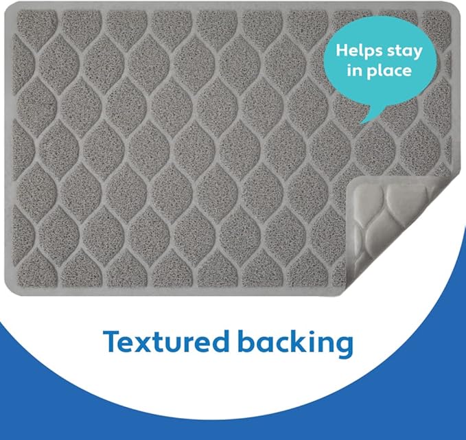 MIGHTY MONKEY Waterproof BPA Free Cat Litter Box Trapping Mat, Easy Clean Floors, Textured Backing, Soft on Sensitive Kitty Paws, Cats Accessories, Less Waste, Stays in Place, 24x17, Slate Gray