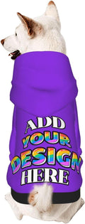Custom Dog Hoodie for Small Pets, Personalized Photo Text Pet Warm Pullover Sweatshirt with Name Number, Customized Gifts Soft Hooded Cats Kitten Clothes, Blue Violet, M,