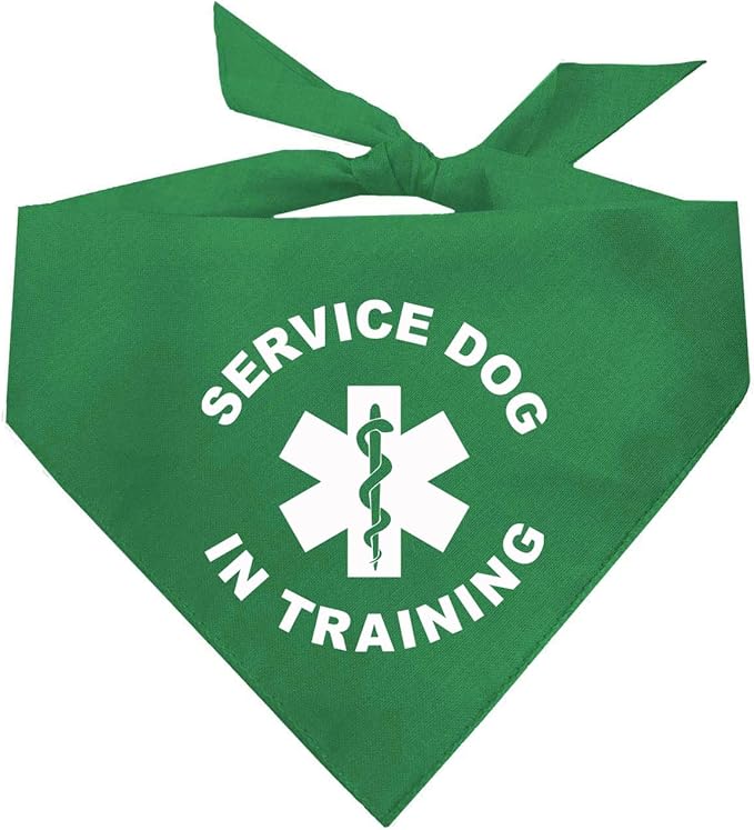 Service Dog in Training Dog Bandana (Green, OS 289)
