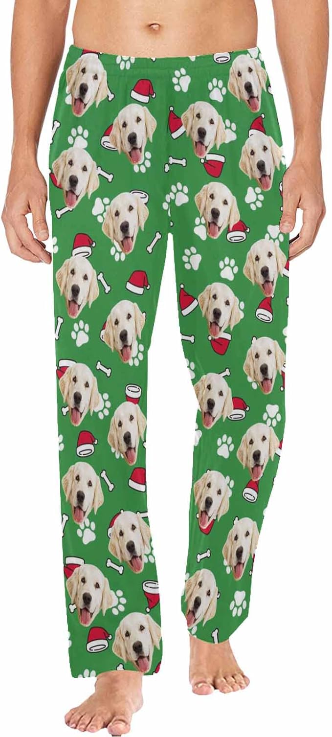 MyPupSocks Custom Pet Face Pajamas Pants Photo Pajama Bottoms for Men S-XXL