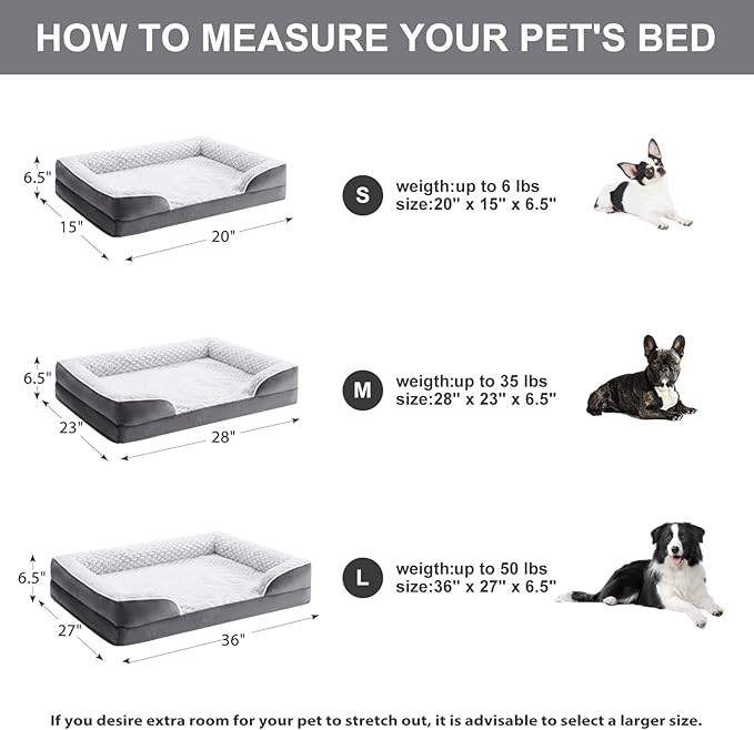 Orthopedic Dog Bed for Large Dogs, Egg Crate Foam Bed for Large Dogs, Equipped with Removable Waterproof Pillow Cover and Anti-Slip Bottom, Pet Bed