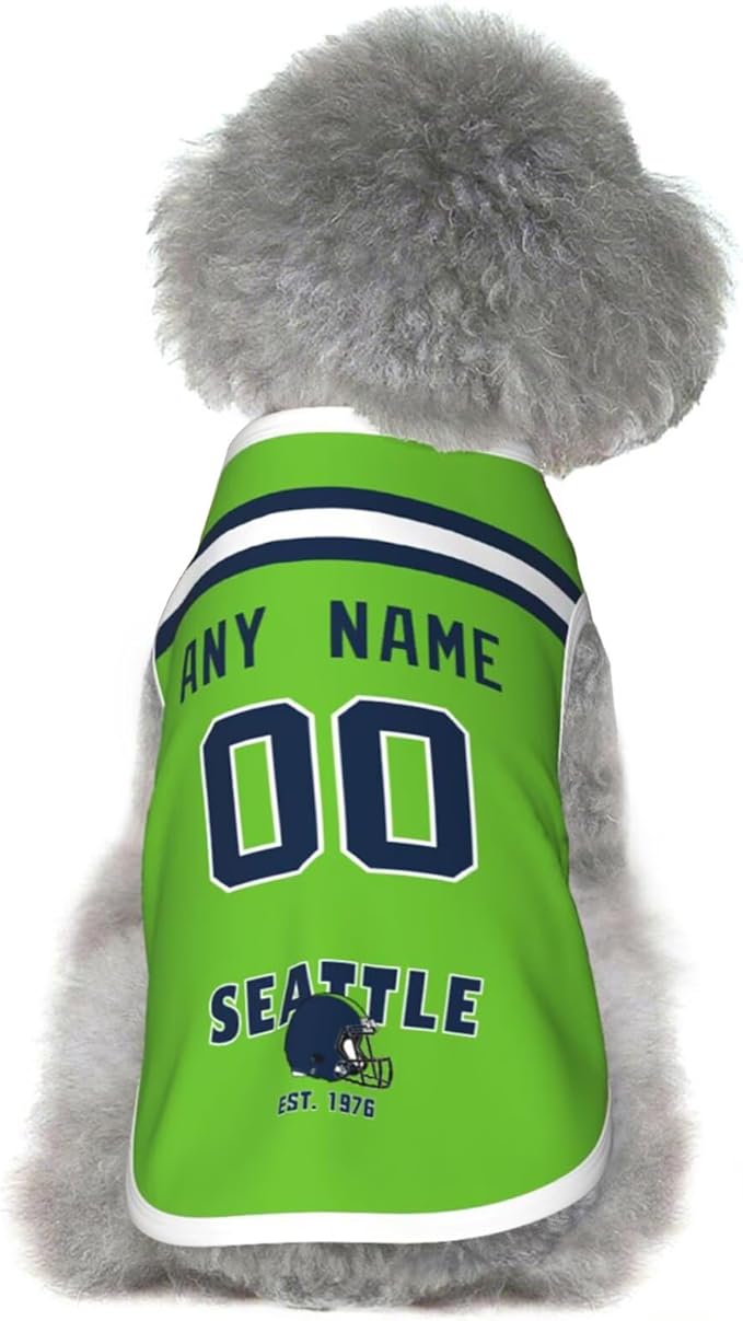 Seattle Dog Clothes Jersey Pet Jersey Customized Any Name & Number S-5XL for Small Middle and Big Dogs