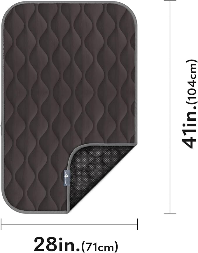 Paw Inspired Washable Padded Crate Mats for Dogs | 41” x 28” Pad, Fits 42-inch Kennels | Leakproof, Waterproof Bottom, Plush Pet Beds (Gray)