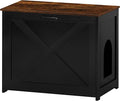 Dwanton Cat Litter Box Furniture Hidden, Cat Litter Box Enclosure, Reversible Entrance Can Be on Left or Right Side, Indoor Cabinet, Wooden Washroom, End Table, Black and Rustic Brown, 27.6" L