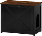 Dwanton Cat Litter Box Furniture Hidden, Cat Litter Box Enclosure, Reversible Entrance Can Be on Left or Right Side, Indoor Cabinet, Wooden Washroom, End Table, Black and Rustic Brown, 27.6" L