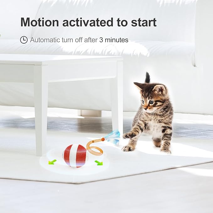Interactive Cat Toys for Indoor Cats,The 3rd Generation Agile Moving Cat Ball with Elastic Mesh Tail,Automatic Kitten Toys for Bored Indoor Cats,Motion Activated (Orange)