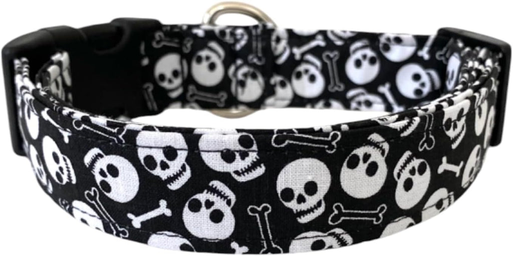 Skulls and Bones Dog Collar (X-Large (1/5" wide))