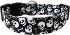 Skulls and Bones Dog Collar (X-Large (1/5" wide))
