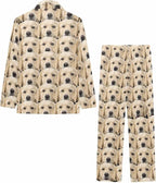 Artsadd Girls Pajamas Set Custom Face Pet Photo Long Sleeve Sleepwear Personalized Printed V-Neck Button-up Pants Nightwear