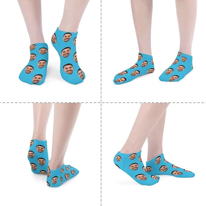 Personalized Ankle Socks with Face Custom Photo Socks Low Cut Ankle Socks Athletic Socks Valentine's Day Gifts for Women Men