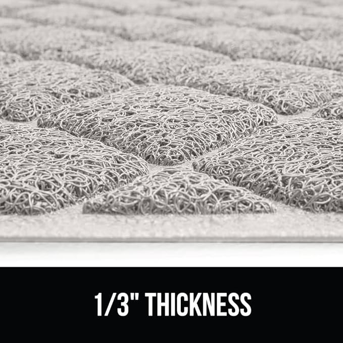 GORILLA GRIP Cat Litter Box Mat, 35x23, Water Resistant, US Designed Kitty Litter Trapping Mats, Easy to Clean, Scatter Control, Less Mess and Clean Floors, Kitten Supplies for Indoor Cats, Light Gray
