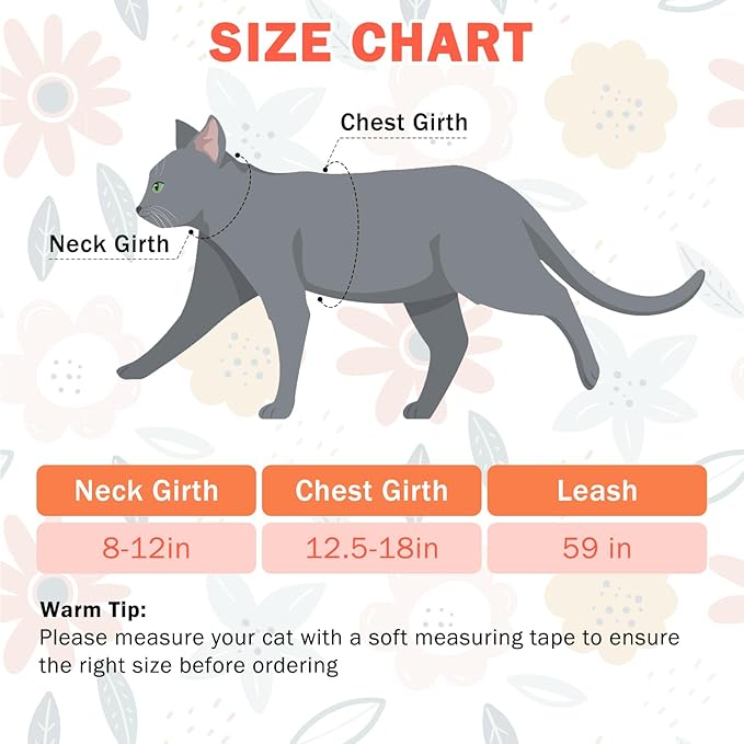 SCENEREAL Cat Harness and Leash Set Escape Proof with Airtag Holder, Adjustable Kitten Big Cats Vest Harness for Walking Outdoor Indoor, Spring Summer Holiday Strip for Cats Boys Girls