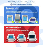 Crystal Cat Litter and Disposable Litter Trays 5 Sets Compatible with Petsafe Scoop-Free Classic/Legacy/Smart Litter Boxes, Triple Leak Proof Design, Excellent OdorControl, One-Hand Disposing.