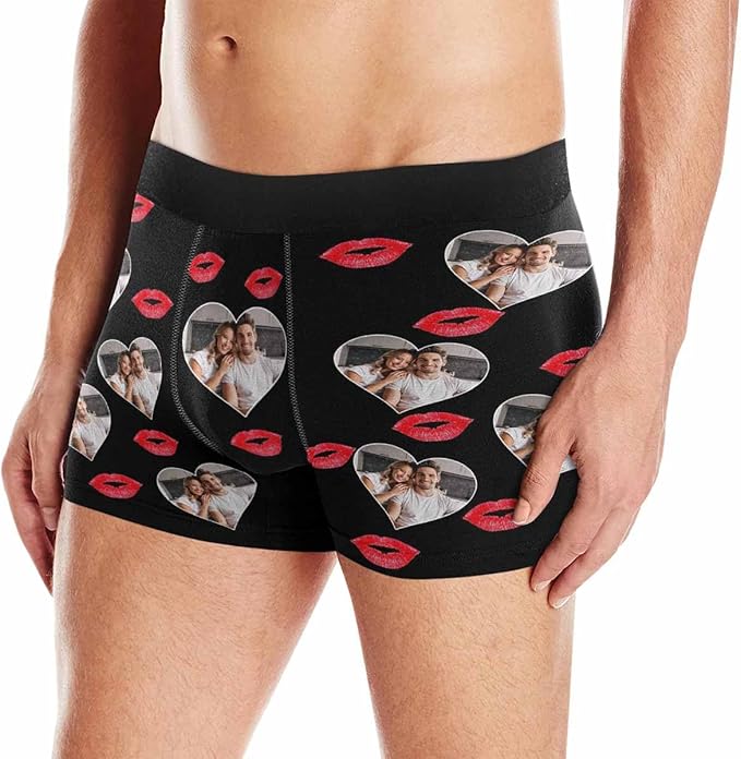M YESCUSTOM Custom Faces Funny Short Briefs Gift for Husband Underwear