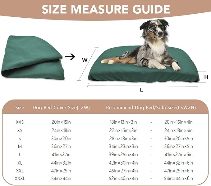 Dog Bed Cover Waterproof Replacement Machine Washable Covers for Dog Bed Heavy Duty Scratch Resistant Mattress Protector Pet Bed 24x18 Inch Dark Green Cover Only