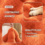 Self-Warming Dog Bed, Plush Faux Fur Mat with Anti-Slip Bottom, Ultra Soft Heated Pet Bed for Medium Large Dogs, Cozy Fluffy Pad for Carriers Couch Crate, Machine Washable, 35 x 27 Inch Orange