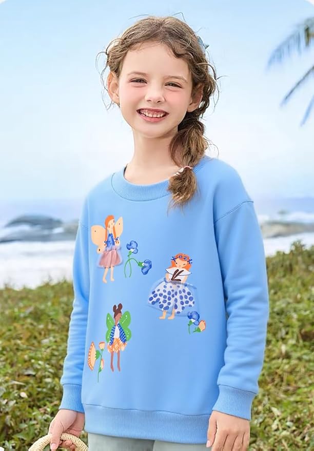 RETSUGO Toddler Baby Girls Sweatshirts Casual Pullover Crewneck Winter Long Sleeve Tops Shirts Clothes 3T-8T