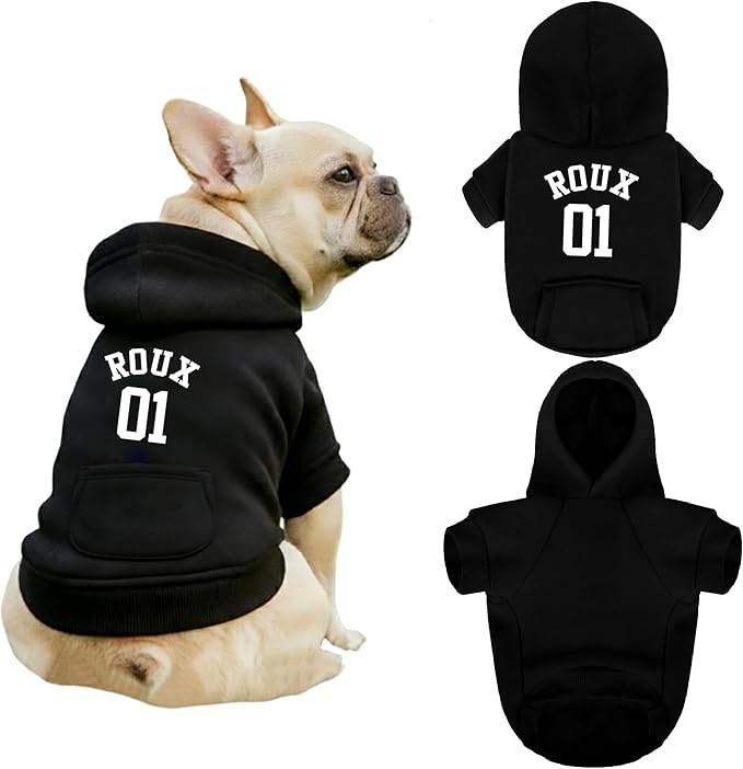 Personalized Name Dog Hoodie, Printed/Embroidered Puppy Sweater with Name/Text, Custom Pet Clothes Warm Winter Outfit for Dogs, Bright Puppy Sweatshirt, Pet Birthday Outfit, Gift for Dog Lovers 03
