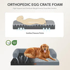 Orthopedic Dog Beds for Extra Large Dogs, Waterproof Egg Crate Foam XL Dog Bed with Sides 48x30Inch, Big Dogs Couch Beds with Removable Washable Cover and Nonskid Bottom, Grey