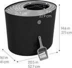 IRIS USA Cat Litter Box, Large Top Entry with Litter Catching Lid and Scoop, Dog Proof, Cat Box Enclosure, Black/Gray