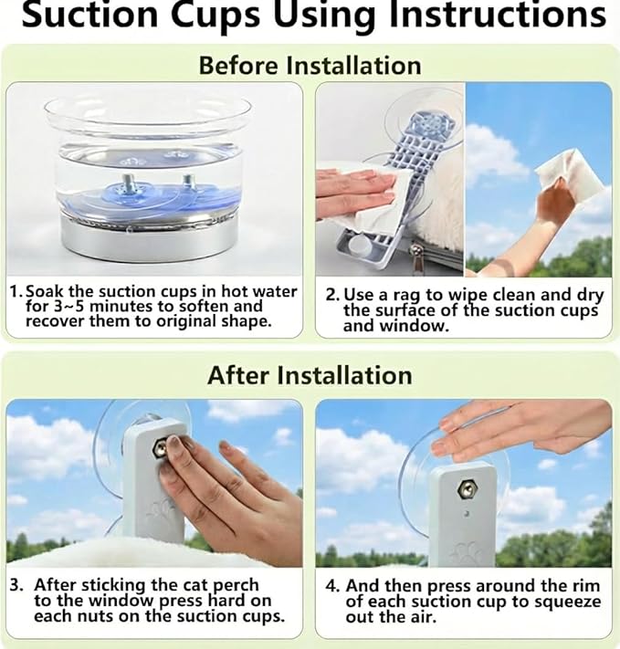 Smttzion Cat Window Perch for Large Cats, Heavy Duty Cat Hammock Window Seat with Strong Suction Cups, Space Saving & Easy Clean Resting Bed for Indoor Cats