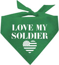 Love My Soldier Dog Bandana | 100% Cotton Adjustable Triangle | Made in USA | Army | Militray | Homecoming |Green, One Size (89)