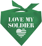 Love My Soldier Dog Bandana | 100% Cotton Adjustable Triangle | Made in USA | Army | Militray | Homecoming |Green, One Size (89)
