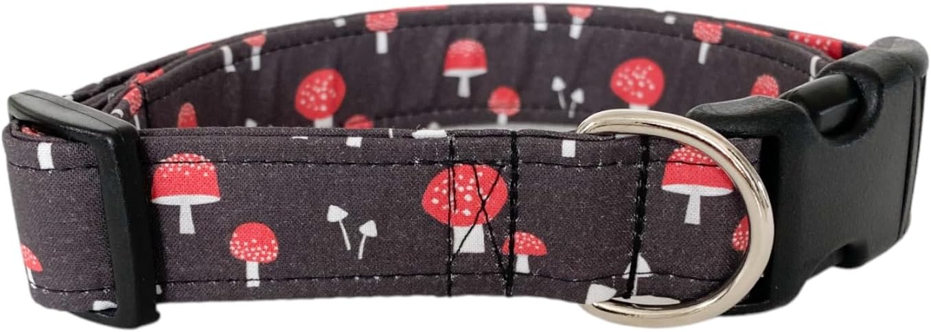 Mushrooms in Red Dog Collar (Large)