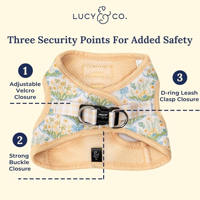 Lucy & Co. Sunshine and Daffodils Step-in Cat Harness and Leash Set Bundle, Reflective, Breathable & Adjustable Harness for Cats, Kittens & Small Dogs, Lightweight & Secure - X-Small