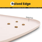 Silicone Dog Food Mat with Side Pocket & Hook Hole, Soft Raised Edges, Easy Clean Waterproof Non-Slip Pet Feeding Mat for Cats and Dogs Water Bowl, Pets Accessories(18"x12",Natural Tan)