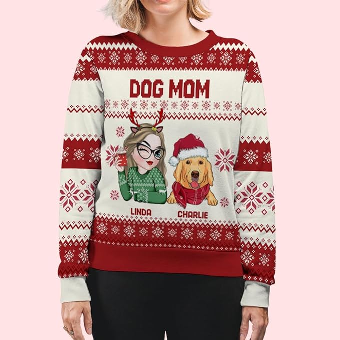 Wrappiness A Girl And Her Dog Christmas Sweatshirt - Cozy Unisex Fit Custom Shirt - Cute for Women Pet Lovers