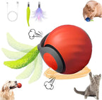 Speedy 2.0 Tail Cat Toys for Bored Indoor Adult Cats,2025 New Generation Interactive Cat Toys for Indoor Cats,Automatic Moving Ball with Tail,Cat, Orange