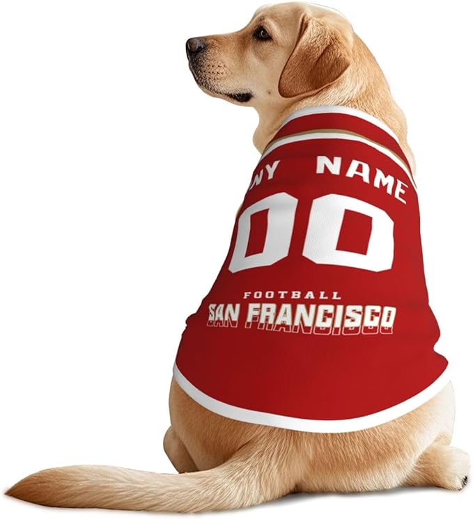 San Francisc0 Custom Pet Jersey Dog Clothes Jersey Various Sizes Customized Any Name & Number for Small & Middle and Big Dogs