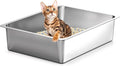Kirecoo Stainless Steel Cat Litter Box, Small Metal High Sided Cat Pan Box, Indoor Litter Tray, Non Stick, No Smell, Easy to Clean, Pet Toilet Supplies for Cats