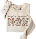CHILLEVER Personalized Embroidered Dog Mom Sweatshirt, Dog Mama Crewneck, Gift for Mom, Pet Name On The Sleeve