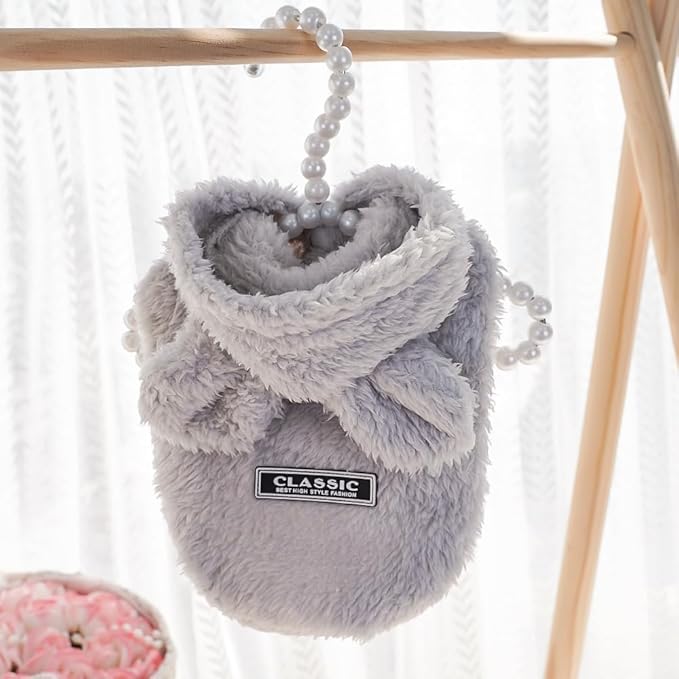 Selena Cat Bunny Ears Costume Cute Dog Kitten Hoodies Sweater Rabbit Ears Puppy Pet Apparel (Medium,Gray)