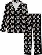 MyPupSocks Custom Face Pajamas for Women Set, Personalized Photo Long Sleepwear XS-XXL